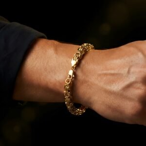 Men’s Gold Plated Byzantine Chain Bracelet | Special Rakhi Gift for Brother | Lifetime Polish Guarantee